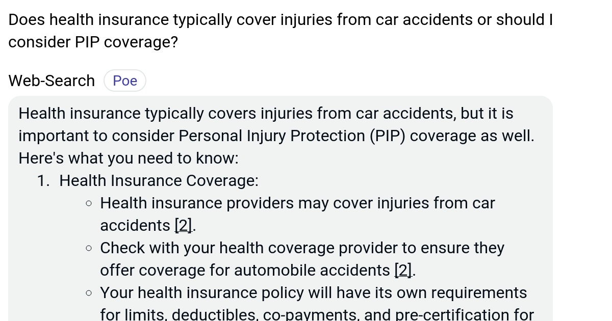 Do i need pip insurance if i have health insurance